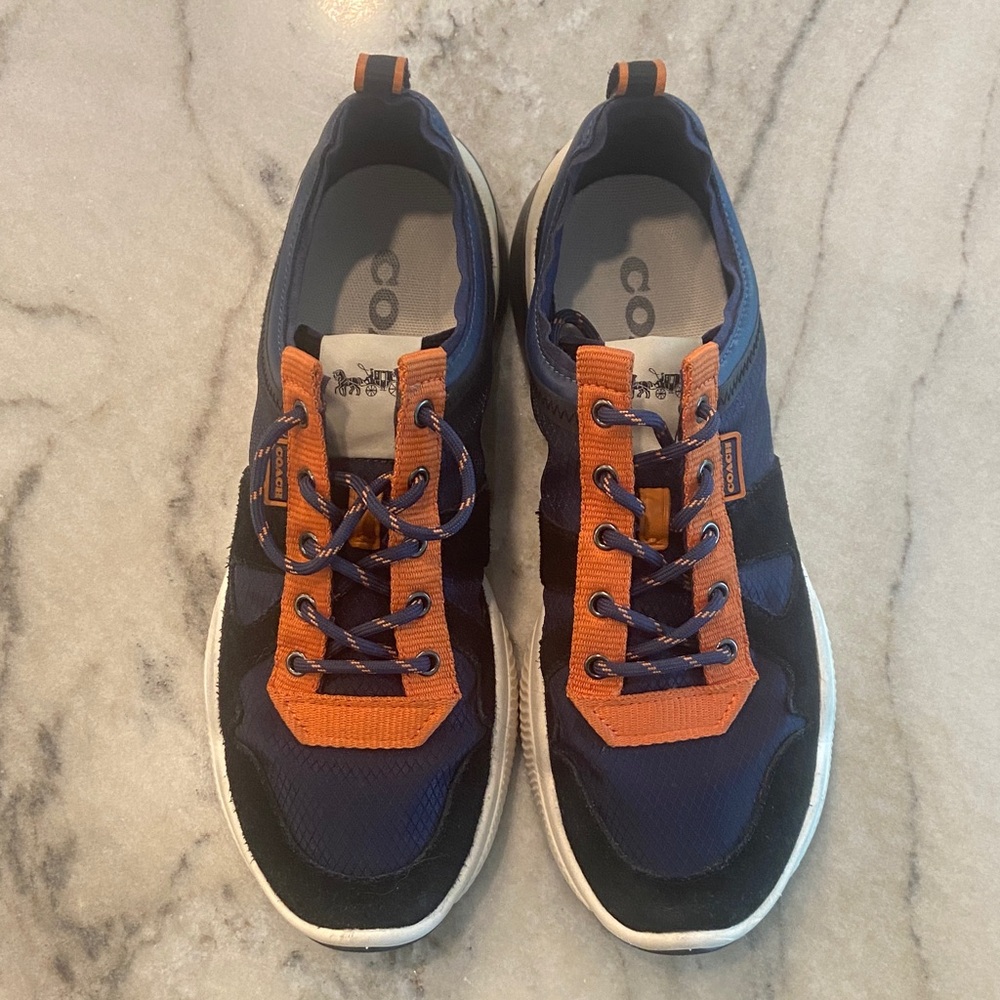 COACH Men's Vibrant Blue and Orange Sneakers